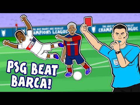 😲BARCA OUT!😲 Barcelona vs PSG 1-4 (Araujo Red Card Dembele Champions League Goals Highlights 2024)