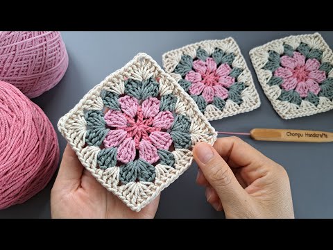 How to Crochet Flower Granny Square | Chompu Handicrafts