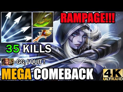 Crazy Multishot Damage Drow Ranger 35 Kills Rampage!!! Epic Mega Comeback Dota 2 Pro Rank Gameplay