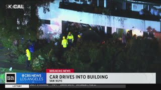 Driver injured when vehicle crashes into Van Nuys apartment building