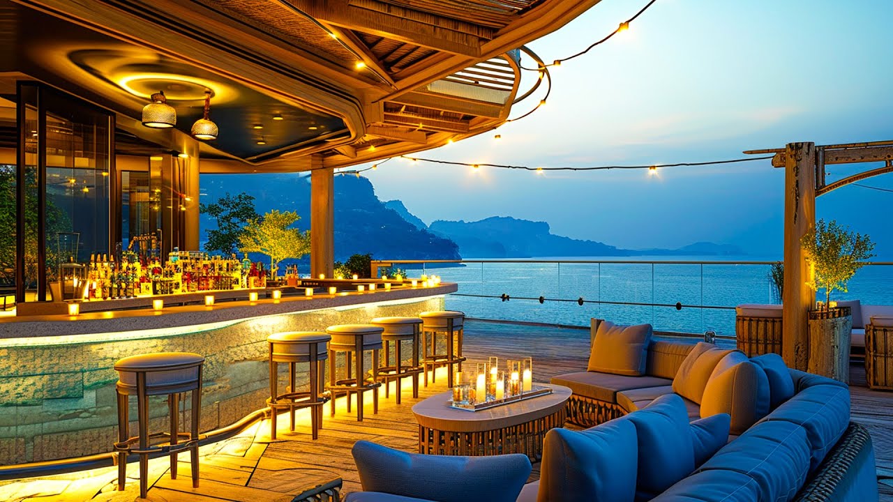 Relaxing Seaside Saxophone Jazz Bar - Smooth Jazz Instrumetal Music & Ocean Waves Sound for Chillout