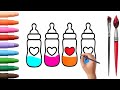 Drawing, Painting & Colouring A Beautiful Baby Bottle Pacifier 🍼👶 | EASY CREATIVE DRAWING FOR KIDS