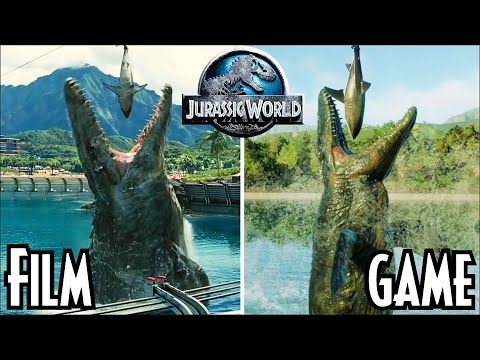 Mosasaurus FEEDING Show | FILM vs GAME | Comparison | Jurassic World and Jurassic World Evolution 2