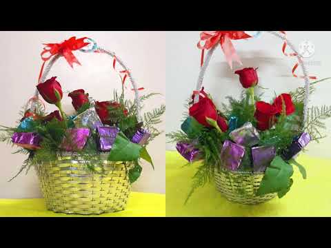Chocolate flower basket|How to made fresh flower chocolate bouquet lMy own creation....