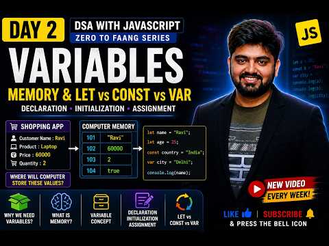 Day 2 Javascript Variables Explained Memory Let Const Var Dsa With Javascript