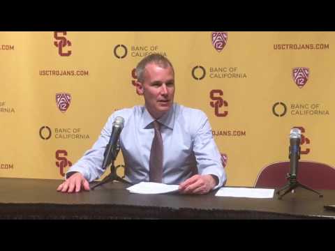 USC head coach Andy Enfield after USC defeated SMU 78-73