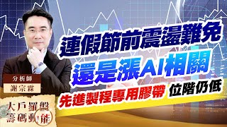 連假節前震盪難免 還是漲AI相關 先進製程專用膠帶 位階仍低 連假節前震盪難免 還是漲AI相關 先進製程專用膠帶 位階仍低