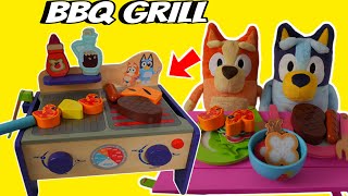 Bluey & Bingo's BBQ dinner at the park with Bluey toy BBQ Grill and salad play set