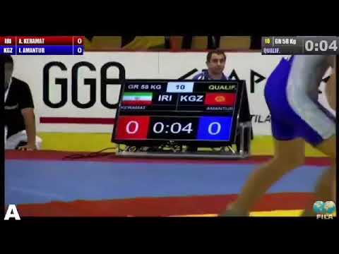 Amantur Ismailov KGZ - Abdevali K. IRI. Cadet WC 58kg.