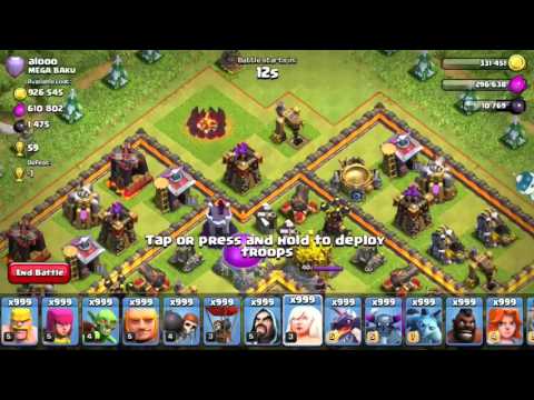 UNLIMITED TROOP RAID ON MAX BASE CLASH OF CLANS