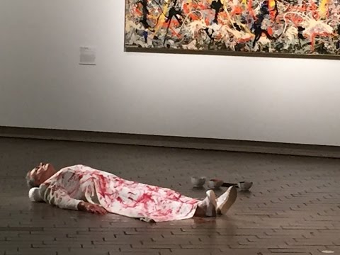Mike Parr takes on Jackson Pollock in bloody performance