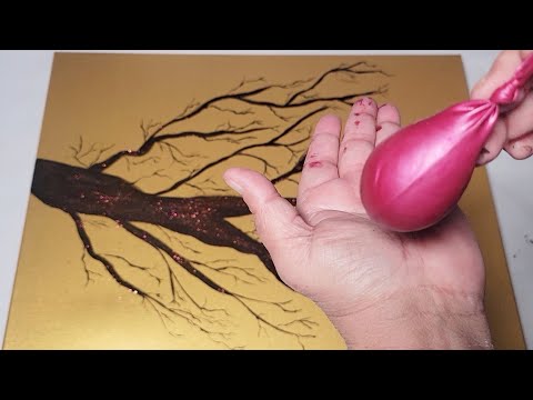 This Little Guy Creates An Amazing Painting.  Acrylic Painting With Liquid Puddles.