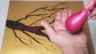 This Little Guy Creates An Amazing Painting. Acrylic Painting With Liquid Puddles.