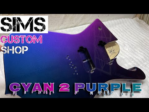 Ibanez Iceman guitar - Cyan to Blue Color shifting paint by Sims Custom Shop