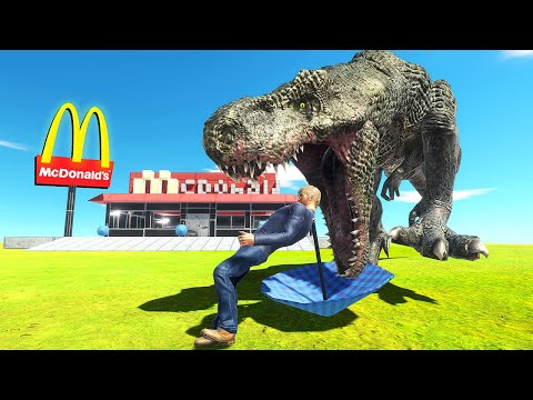 T-Rex EATS People at McDonalds - Animal Revolt Battle Simulator