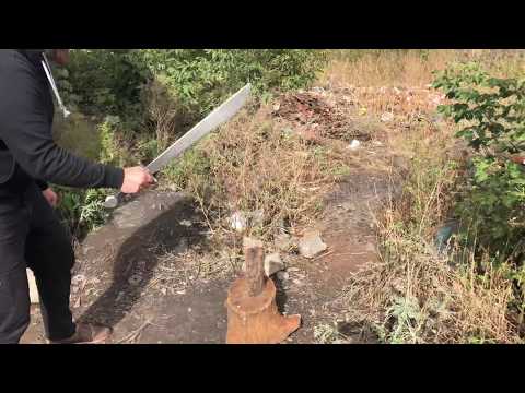 Medieval Falchion sword tested