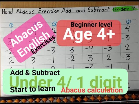 Abacus beginner level Exercises Add & Subtract under 4 Episode 1