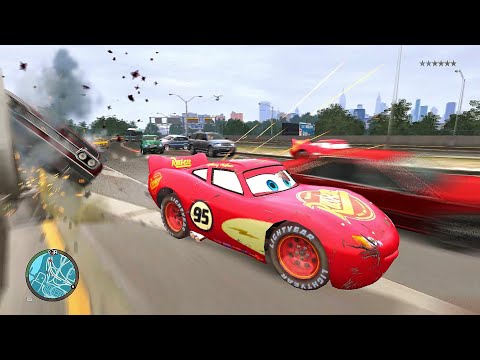 GTA 4 Crazy Lightning McQueen ( Radiator Springs ) Car Crashes Compilation Ep. 1