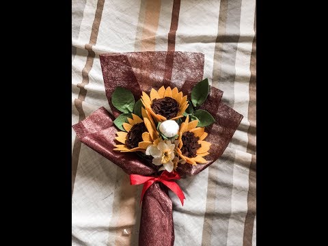 DIY sunflower using felt paper| sunflower bouquet arrangement | easy tutiorial | Sunflower bouquet