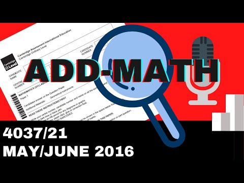 O-Level Add Math May June 2016 Paper 21 4037/21