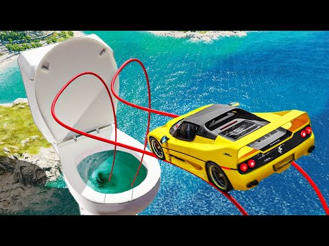 Cars vs GIANT TOILET in GTA 5