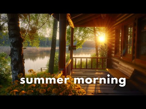 Lakeshore Porch Ambience 🌞ㅣLakeshore Sounds & Birds ChirpingㅣSummer Cottage Ambience