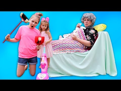 Ruby & Bonnie helps Greedy Granny! Kids Pretend Play with Cleaning Toys