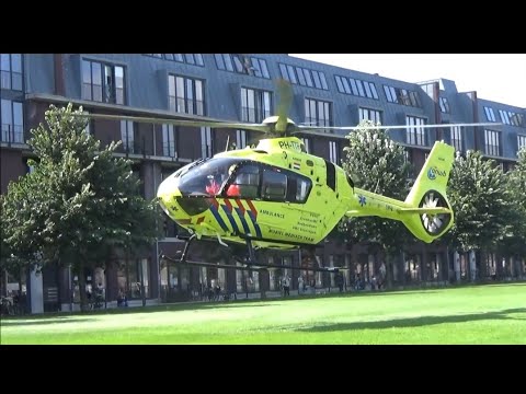 Hulpdiensten met spoed naar en van een Medisch Incident in Haarlem + Opstijgen Traumahelikopter