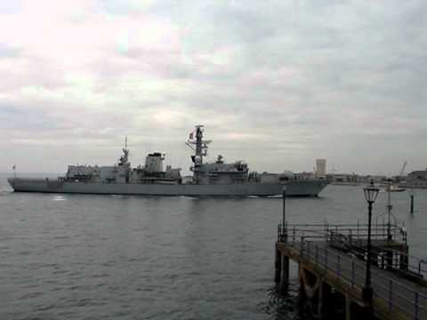 HMS Lancaster entering Portsmouth