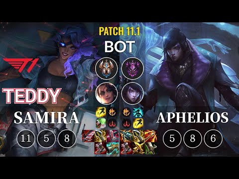 T1 Teddy Samira vs Aphelios Bot - KR Patch 11.1