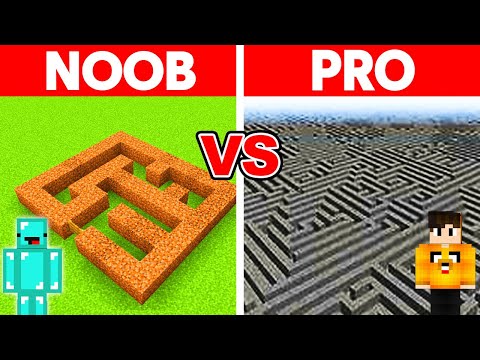 Minecraft : NOOB Vs PRO SECURITY MAZE BUILD CHALLENGE
