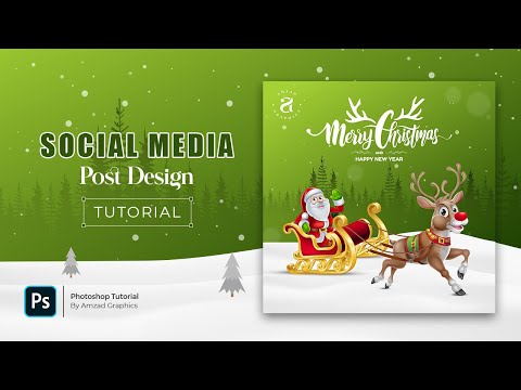 Merry Christmas Social Media Post Design in Photoshop | Photoshop Tutorial