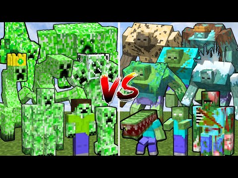 ALL MINECRAFT MUTANT CREEPERS vs ALL MINECRAFT MUTANT ZOMBIES | Minecraft Mob Battle