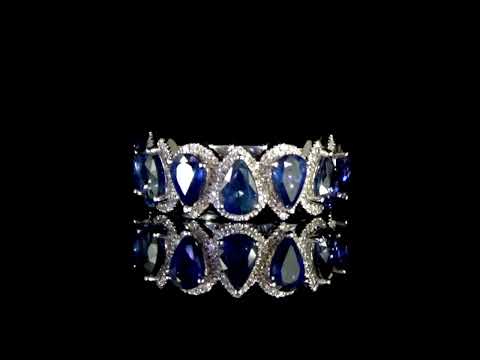 14k White Gold 3.38ct (TW) Blue Sapphire and Diamond Ring