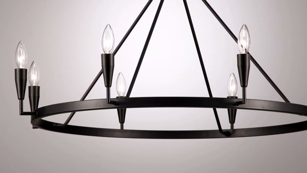 Video1 of Possini Euro Covey 35 3/4" Wide Black 8-Light Ring Chandelier