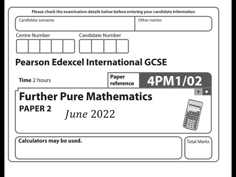 Pearson Edexcel IGCSE 2022 Further pure maths June paper 2