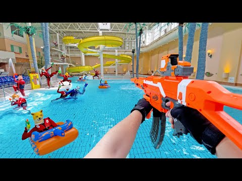 Nerf War | Water Park & SPA Battle 20 (Nerf First Person Shooter)