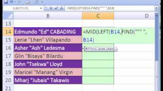 Excel Magic Trick #191: Extract Middle Name Formula