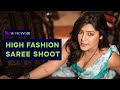 High Fashion Saree Styling Shoot Turquoise Floral Elegance Fashion Learning 2025