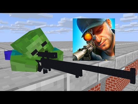 MOBS : SNIPER 3D GUN SHOOTER CHALLENGE - Minecraft Animation