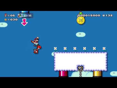 Super Mario Maker 2 -  Yoshi rojo contra los Cheep Cheeps