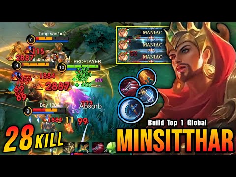 3x MANIAC + 28 Kills!! Minsitthar Brutal Critical Damage!! - Build Top 1 Global Minsitthar ~ MLBB