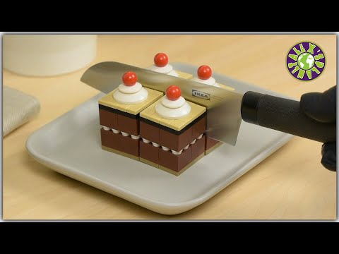Lego in Real Life. Stop Motion Cooking Chocolate Cake & ASMR.