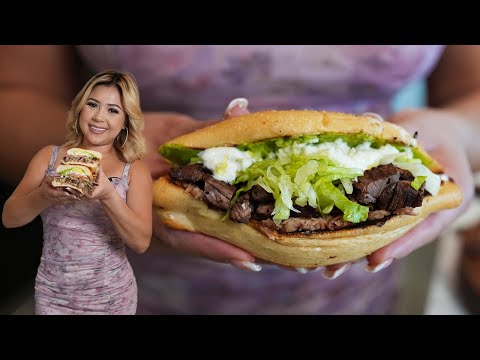 This is my simple CARNE ASADA, Chile Con Queso & Bean TORTA perfect for a quick and easy meal!