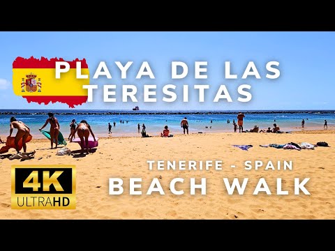 Walking the Golden Beach of Tenerife, Spain | Playa de las Teresitas in 4K