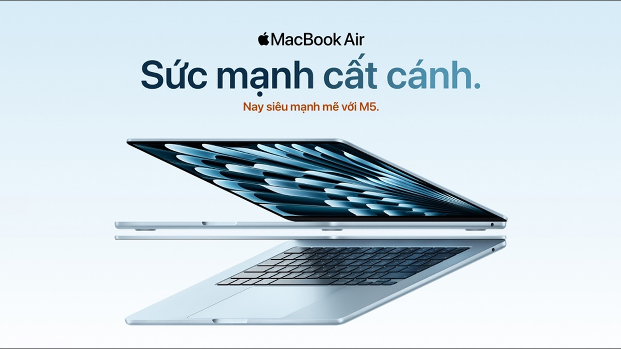 Video MacBook Air M5 13 inch 2026 10 CPU 10 GPU 16GB/1TB | Chính hãng Apple Việt Nam