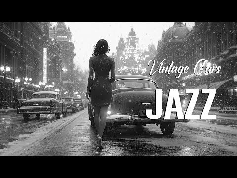 London in Snow 🌨️ Classic Jazz & Swing Music | A Stunning Woman & Vintage Cars from the 1950s-1960s