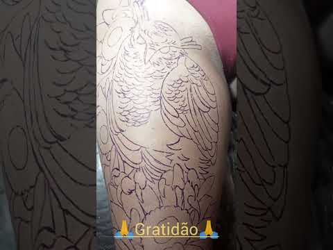 Tirando Decalque para tatuagem de uma Coruja Whip Shading Leo Colin Tattoo floral