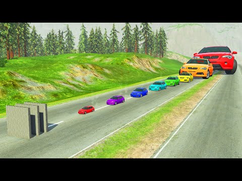 Small to Giant Cars vs Concrete walls - beamng drive crashes