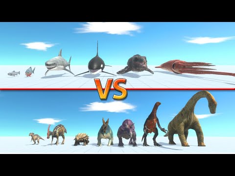 Aquatic Team vs Herbivore Team - Animal Revolt Battle Simulator